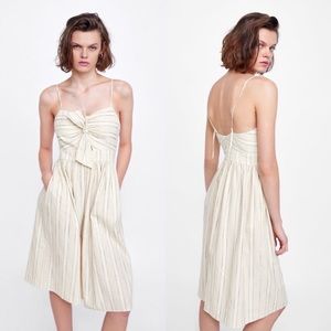 Zara linen cotton blend midi dress